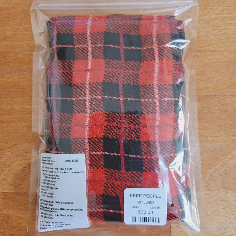 FREE PEOPLE London Plaid Red Tights NWT - Picture 4 of 4